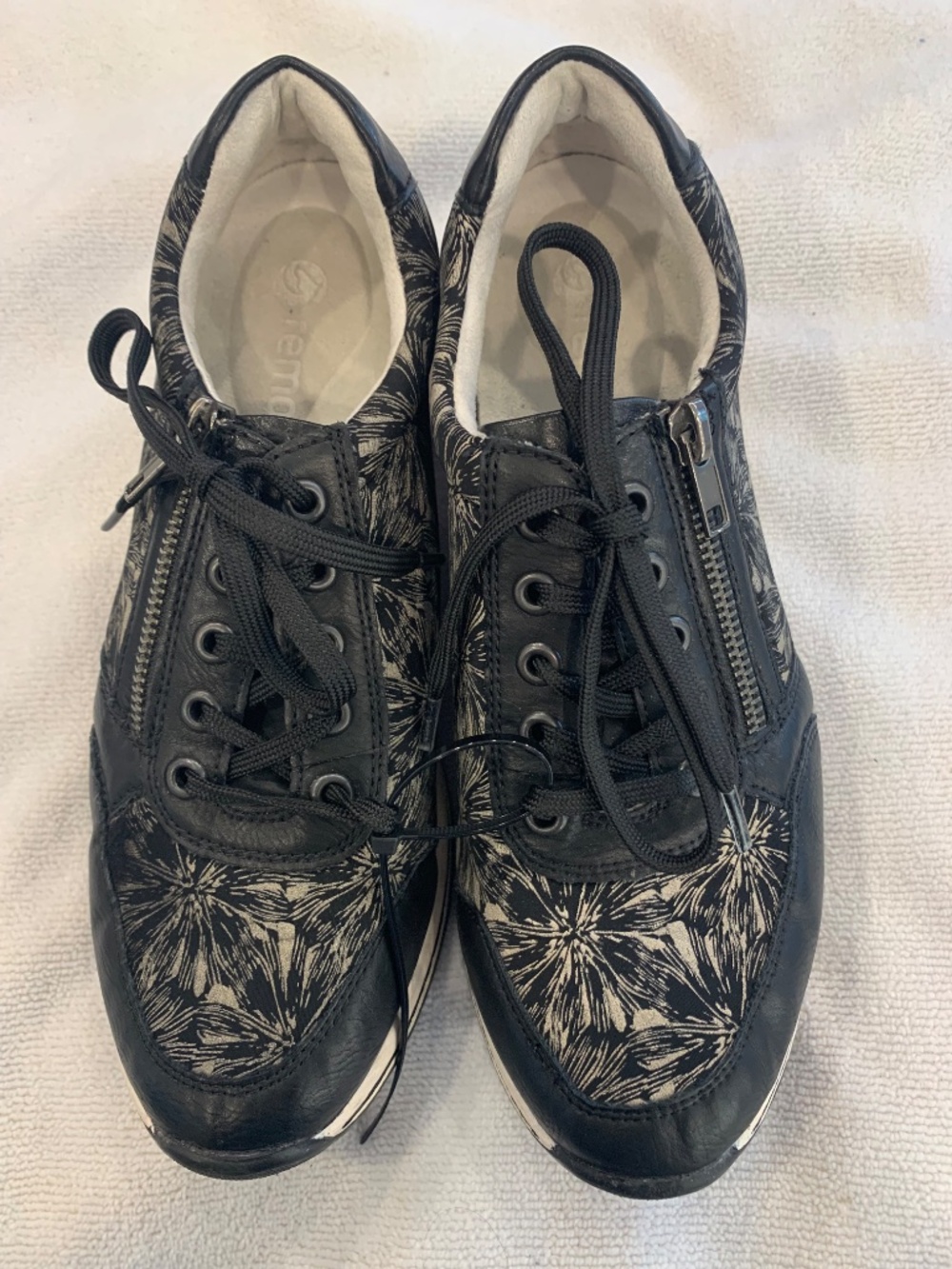 Remonte Black & Tan Floral Comfort Sneakers EU 38 Casual Walking Travel European